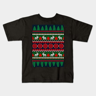 Ugly Christmas Sweater Red and Green Kids T-Shirt